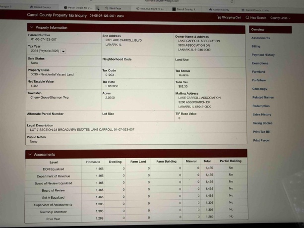 23-7 Lake Carroll, LAKE CARROLL, Illinois 61046, ,Land,For Sale,Lake Carroll,202601184